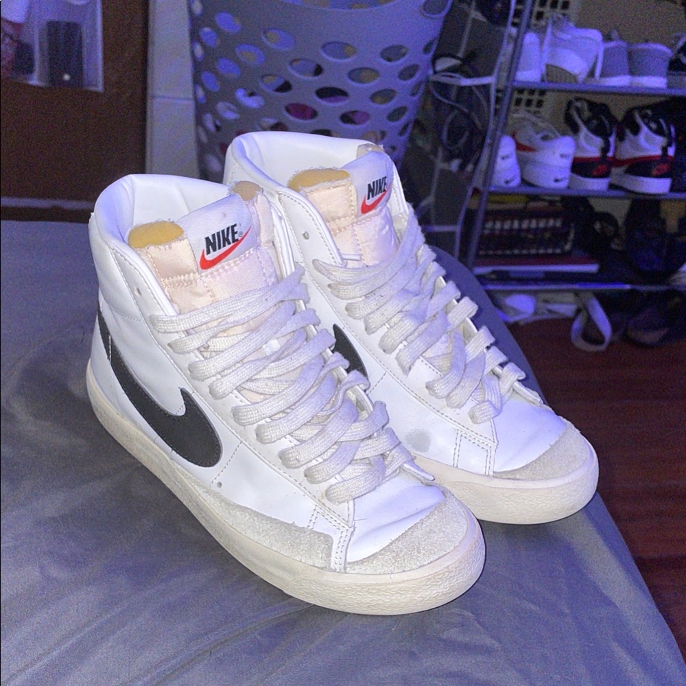 Nike White and Black High-Top Shoes